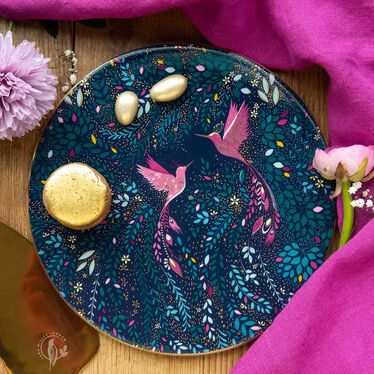 Sara Miller India Serving Plate, Hummingbird Paradise